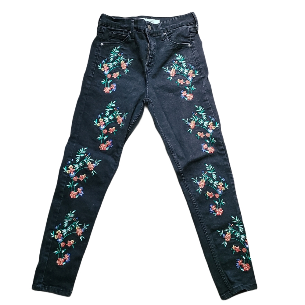 TOPSHOP Moto Jamie Floral Rhinestone Jeans Size 28
